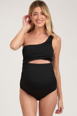 PinkBlush PinkBlush Asymmetrical One Shoulder Side Cutout One-Piece Maternity Swimsuit