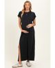 PinkBlush PinkBlush Black Boxy Side Slit Maxi Dress  - 1