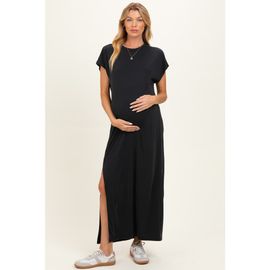PinkBlush PinkBlush Black Boxy Side Slit Maxi Dress 