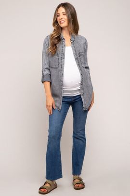 PinkBlush PinkBlush Blue Chambray Rolled Cuff Shirt