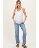 PinkBlush PinkBlush Blue Distressed Frayed Hem Slim Maternity Wide Leg Jeans - 1