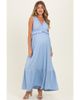 PinkBlush PinkBlush Blue Ribbed Sleeveless V-Neck Ruffle Tiered Maxi Dress - 1