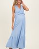 PinkBlush PinkBlush Blue Ribbed Sleeveless V-Neck Ruffle Tiered Maxi Dress - 2