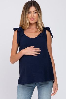 PinkBlush PinkBlush Blue Shoulder Bow Tank Top