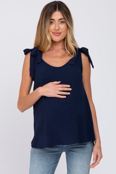 PinkBlush PinkBlush Blue Shoulder Bow Tank Top