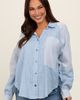 PinkBlush PinkBlush Blue Striped Colorblock Button Up Top - 2