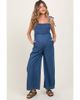 PinkBlush PinkBlush Chambray Shoulder Tie Smocked Jumpsuit - 1