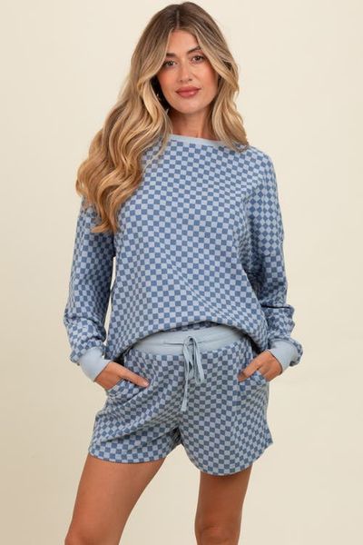 PinkBlush PinkBlush Checkered Plaid Pullover Shorts Set