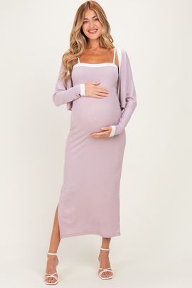 PinkBlush PinkBlush Color Block Sleeveless Fitted Dress Cardigan Set 