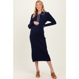 PinkBlush PinkBlush Contrast Stitch Midi Sweater Dress