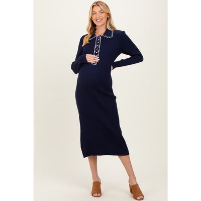 PinkBlush PinkBlush Contrast Stitch Midi Sweater Dress