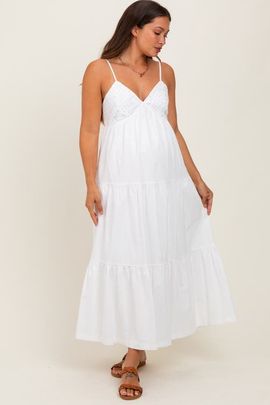 PinkBlush PinkBlush Crochet Flare Smocked Maxi Dress