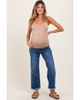 PinkBlush PinkBlush Cuffed Hem Wide Leg Cropped Maternity Jeans - 1