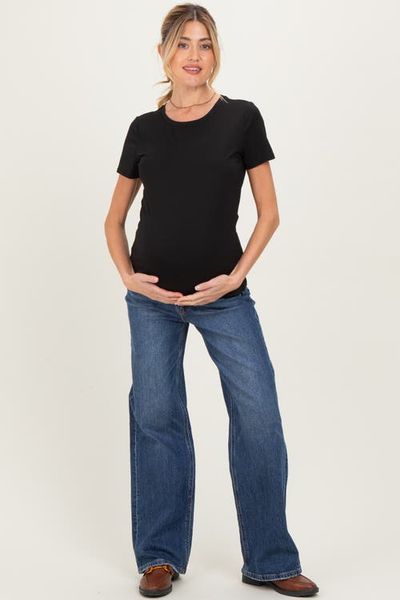 PinkBlush PinkBlush Dark Wash Wide Leg Maternity Jeans