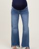PinkBlush PinkBlush Distressed Fringe Hi-Lo Hem Cropped Flare Maternity Jeans - 3