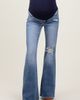 PinkBlush PinkBlush Distressed Knee Flare Maternity Jeans - 3