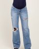 PinkBlush PinkBlush Distressed Open Knee Straight Leg Maternity Jeans - 3