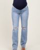 PinkBlush PinkBlush Distressed Ripped Knee Straight Leg Maternity Jeans - 3