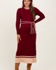 PinkBlush PinkBlush Elegant Ribbed Midi Sweater Dress With Belt - 1