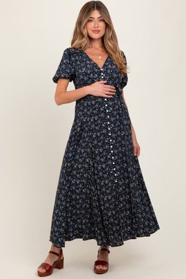 PinkBlush PinkBlush Floral Button Down Maternity Dress