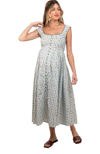 PinkBlush PinkBlush Floral Button Front Sleeveless Maxi Dress