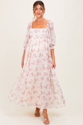 PinkBlush PinkBlush Floral Chiffon Long Sleeve Maxi Dress