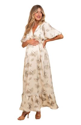 PinkBlush PinkBlush Floral Chiffon Ruffle Accent Maxi Dress