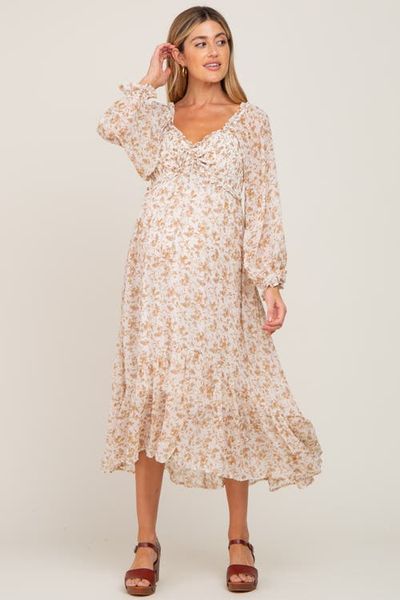 PinkBlush PinkBlush Floral Chiffon Ruffle Maxi Dress