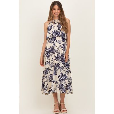 PinkBlush PinkBlush Floral Flounce Halter Midi Dress