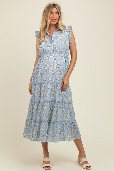 PinkBlush PinkBlush Floral Print Frilled Pocketed Midi Dress
