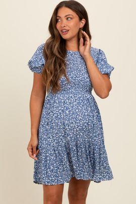 PinkBlush PinkBlush Floral Puff Sleeve Smocked Dress