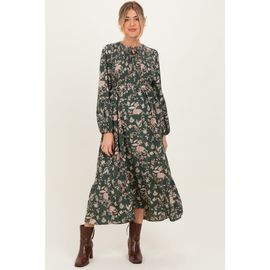 PinkBlush PinkBlush Floral Smocked Long Sleeve Midi Dress