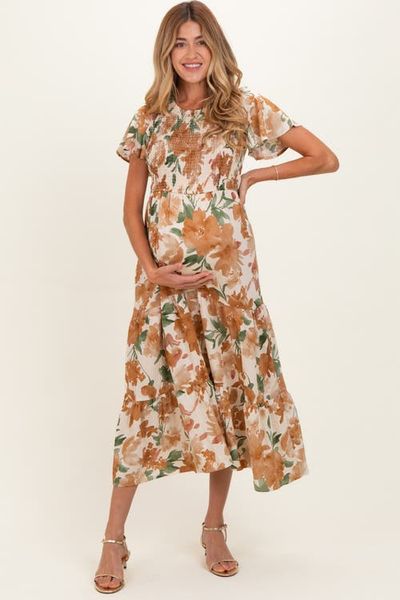 PinkBlush PinkBlush Floral Smocked Tiered Midi Dress