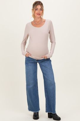 PinkBlush PinkBlush Fray Hem Wide Leg Maternity Jeans