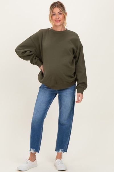 PinkBlush PinkBlush Frayed Hem Cropped Straight Leg Maternity Jeans