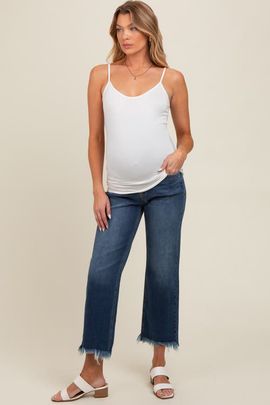 PinkBlush PinkBlush Fringe Hem Maternity Cropped Jeans