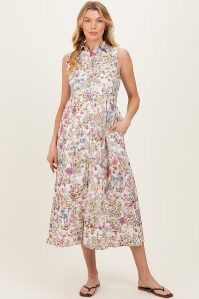 PinkBlush PinkBlush Garden Print Sleeveless Shirt Dress