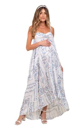 PinkBlush PinkBlush Hi-Lo Spaghetti Strap Patchwork Ruffle Maxi Dress