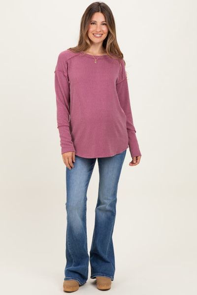 PinkBlush PinkBlush Lightly Distressed Maternity Flare Jeans