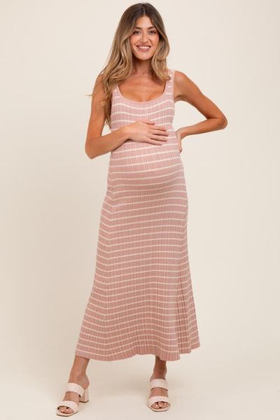 PinkBlush PinkBlush Lightweight Rib Fit And Flare Midi Dress