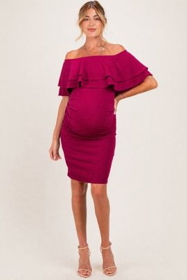 PinkBlush PinkBlush Off Shoulder Ruched Maternity Dress