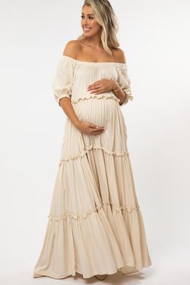 PinkBlush PinkBlush Off Shoulder Ruffle Tiered Maxi Dress