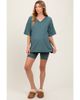 PinkBlush PinkBlush Olive Oversized V-Neck Biker Short Set - 1
