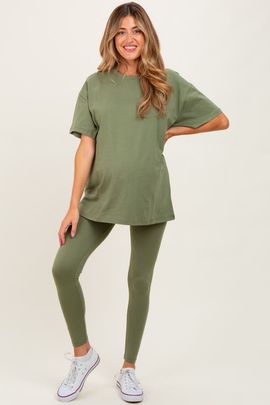 PinkBlush PinkBlush Oversized Crewneck Short Sleeve and Legging Set