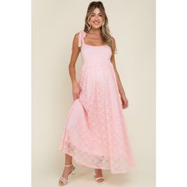 PinkBlush PinkBlush Pink Sleeveless Lace Maxi Dress