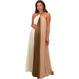 PinkBlush PinkBlush Pleated Halter Neck Maxi Dress