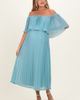 PinkBlush PinkBlush Pleated Off Shoulder Flounce Midi Dress - 2