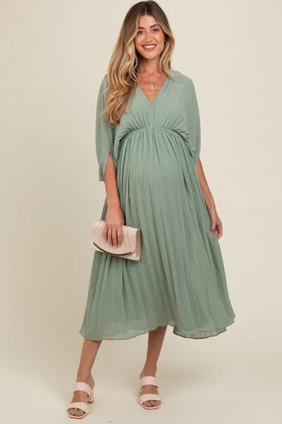 PinkBlush PinkBlush Pleated V Neck Maxi Dress