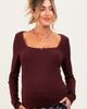 PinkBlush PinkBlush Pointelle Knit Lace Trim Square Neck Top - 1