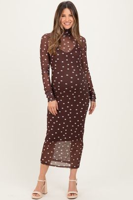 PinkBlush PinkBlush Polka Dot Mesh Overlay Midi Dress